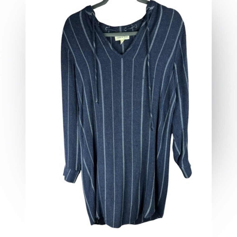 Cloth & Stone Anthropologie women’s shirt Dress Mini Tunic Striped Blue S soft